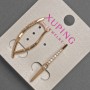 Cercei Xuping cu cristale albe, diametrul 2-3 mm, lungime 32 mm, placare cu aur 18K