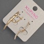 Cercei Xuping cu cristale albe, diametrul de aproximativ 2 mm, lungimea de aproximativ 34 mm, placare cu aur 18K