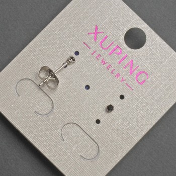 Cercei cu știfturi Xuping din cristal negru, diametrul de aproximativ 2 mm, placare cu rodiu