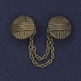 Broșă pentru cardigane, culoare bronz metalic, diametru aproximativ 20 mm, lanț de 9 cm