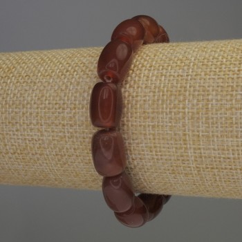 Brățară din carneol în formă de barilă, diametrul 13x9 mm, lungime 18 cm, pe elastic