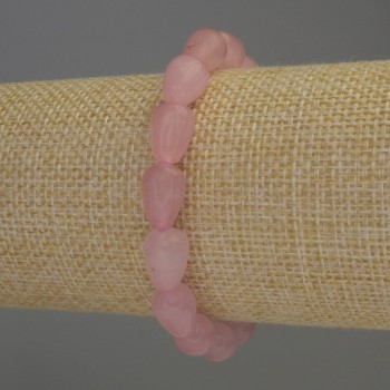 Brățară din cuarț roz în formă de picătură, diametrul 12×8 mm, lungime 18 cm, elastică