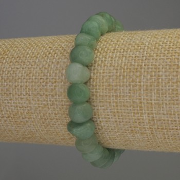 Brățară din nefrit facetat, diametrul mărgelelor 10×7 mm, lungime aproximativă 18 cm, pe elastic