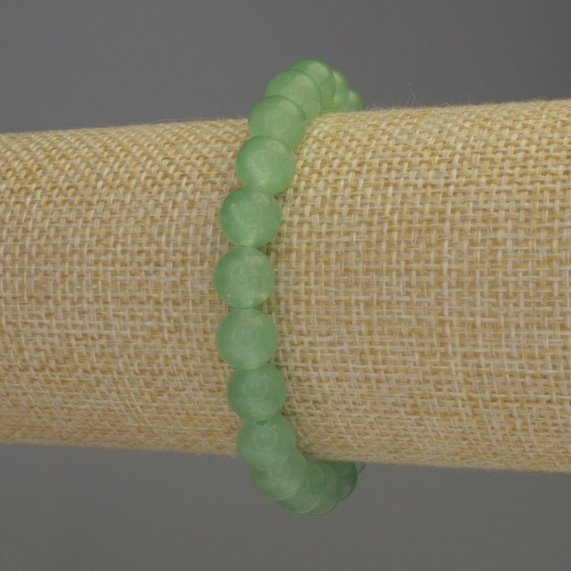 Brățară din jad – bile netede, diametru 8 mm, lungime 18 cm, elastică