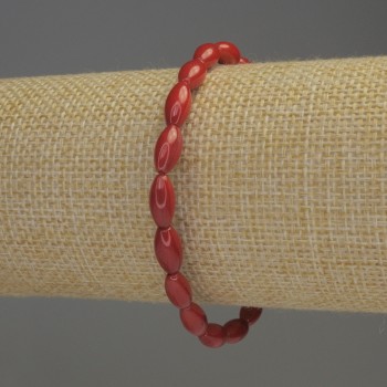 Brățară din coral «Grăunte», diametrul 10×5 mm, lungimea 18 cm, pe bandă elastică