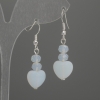 Сережки Місячний камінь серце 10мм+-рондель 6х5мм+-, довжина 38мм+