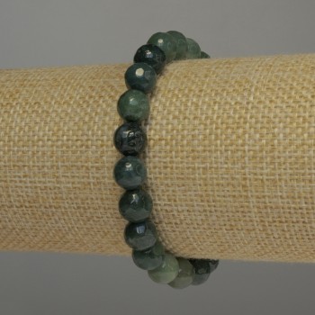 Brățară din jas verde facetată, bile de 8 mm, lungime 18 cm, elastică