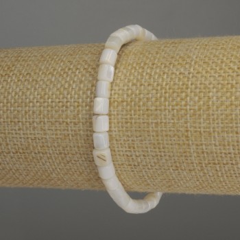 Brățară din sidef cilindric, diametrul 5×5 mm, lungime 18 cm, extensibilă