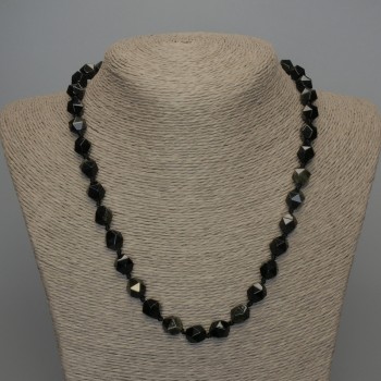 Colier din piatră naturală, obsidian solar, cu fațete, diametrul 10×9 mm, lungime 50 cm