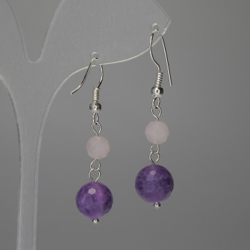 Cercei asortați cu bile facetate de 10 mm ± 6 mm, lungime 38 mm ±