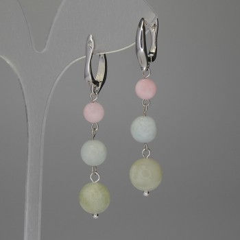 Cercei asortați cu bile netede de 10 mm, 8 mm și 6 mm, lungime 44 mm