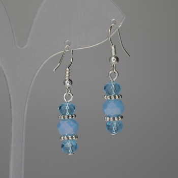 Cercei din cristal ceh – rondeluri 6×5 mm până la 8×6 mm, lungime aproximativă 38 mm