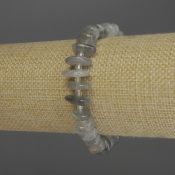 Brățară din labradorit, fragmente de labradorit, diametru 10-14x3 mm ±, mărgele 3 mm ±, lungime 18 cm, pe bază elastică