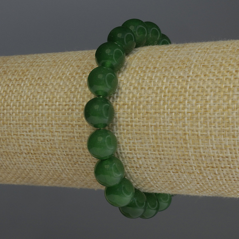 Brățară din crizopaz, mărgele netede, diametru 10 mm, lungime 18 cm, pe elastic