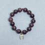 Brățară din granat: bile netede de 12 mm, bile facetate de 4 mm, cu inserție metalică, lungime 18 cm, extensibil