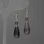 Сережки Аметист крапля 23х10мм+- гранована кулька 6мм+-, довжина 50мм+