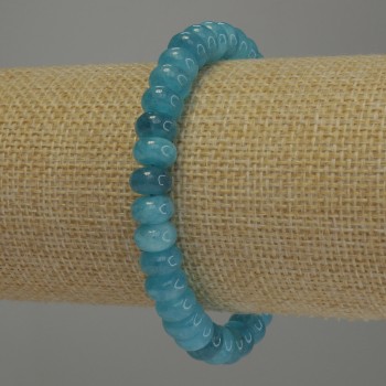 Brățară cu acvamarin rondel, diametrul 8×5 mm, lungime 18 cm, elastică