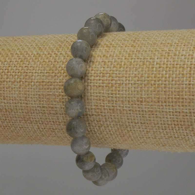 Brățară din labradorit, bile netede, diametru 8 mm, lungime 18 cm, extensibilă