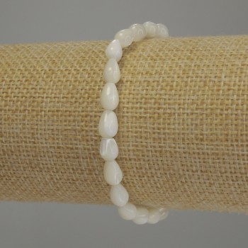 Brățară din sidef în formă de picătură, diametrul 8x5 mm, lungime 18 cm, elastică
