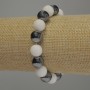 Brățară din agat și hematit, mărgele netede de diametru 10 mm, lungime 18 cm, pe elastic