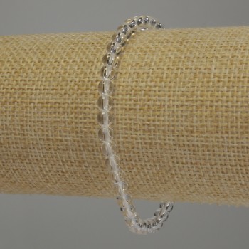 Brățară cu cristal de munte, bile netede, diametru 4 mm, lungime 18 cm, elastic