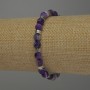 Brățară din agată, bile netede, de 6 mm, cu inserții metalice, lungime 18 cm, șnur elastic