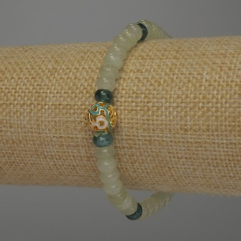 Brățară din onix, formă rondel, 6x4 mm, lungime aproximativă 18 cm, pe elastic