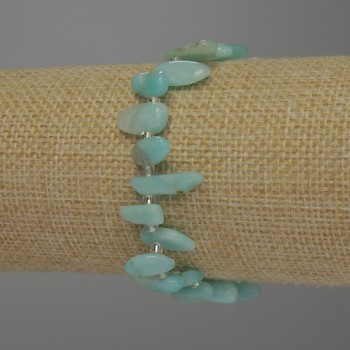 Brățară din larimar fațetată, diametru 12–14×7 mm, mărgele 3 mm, lungime 18 cm, pe elastic