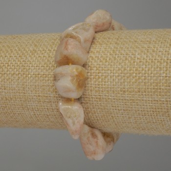 Brățară cu citrin din piatră naturală brută, formă rotunjită, diametrul 14-20×14 mm, lungime 18 cm, elastică