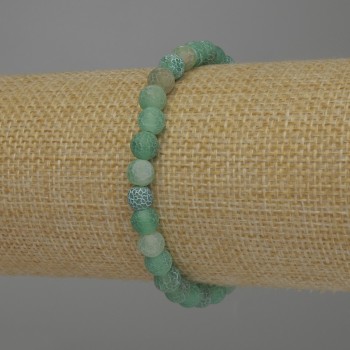 Brățară din agată înghețată, bile lucioase, diametrul 6 mm, lungimea 18 cm, pe elastic