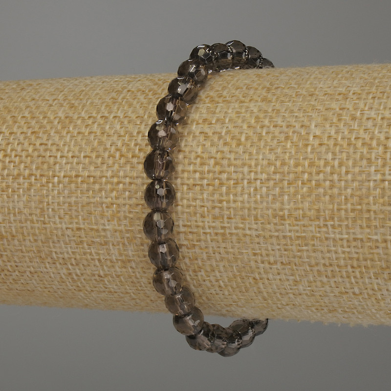 Brățară cu topaz fumuriu, bilă tăiată, diametrul 6 mm, lungime 18 cm, pe elastic