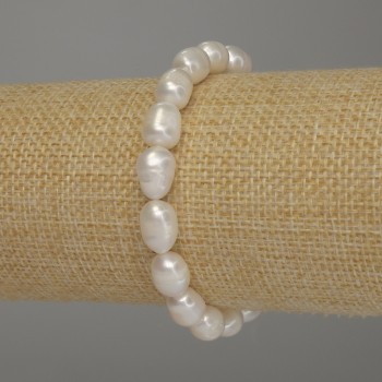 Brățară cu perle de râu, diametrul 10-11×8 mm, lungime 18 cm (elastică)