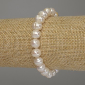 Brățară cu perle de râu, diametrul 9×8 mm, lungimea 18 cm (elastică)