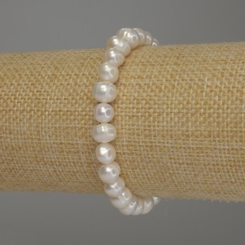 Brățară cu perle de râu, diametrul 7–8×7 mm, lungime 18 cm (elastic)