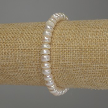 Brățară din perle de râu, diametrul 7×5 mm, 5 mm ±, lungime 18 cm (pe elastic)