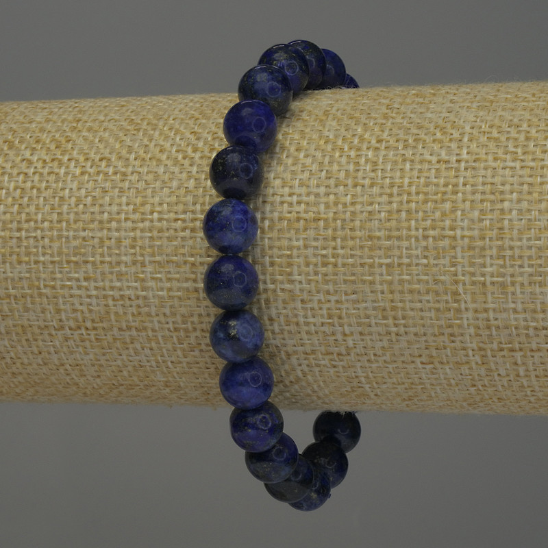 Brățară din lazurit, mărgele netede, diametru 8 mm, lungime 18 cm, elastică