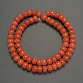 Mărgele portocalii din coral (artificial) rondel neted, diametrul 8×6 mm, lungime 40 cm, pe fir