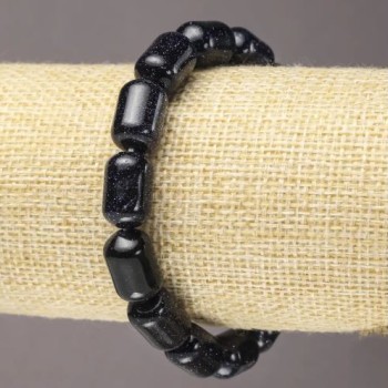 Brățară elastică din aventurin, Nisip Albastru Noaptea Cairo (presat) barilă, diametrul 10×14 mm+