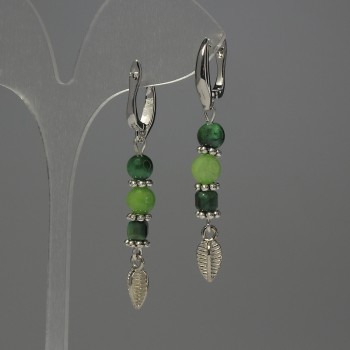 Cercei cu bile de onix, diametru 6 mm +-, ochiul pisicii, cub facetat de 4 mm +-, bile de 6 mm +-, lungime 54 mm+-