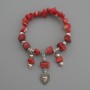 Brățară din sidef fațetată, diametrul 6×8 mm +/-; coral cilindric 12×7 mm +/-; lungime 18 cm, elastică