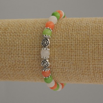 Браслет Асорті гладка кулька, діаметр 6мм+- з металевими вставками, довжина 18см стрейч