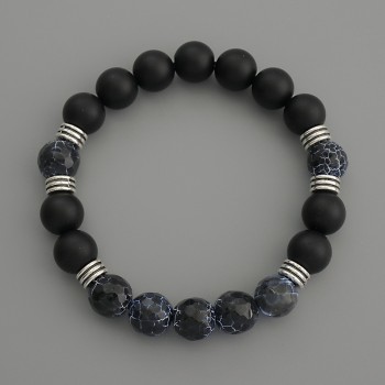 Brățară Assorti, cu mărgele netede și tăiate, diametrul 10 mm, lungime 18 cm, pe bandă elastică