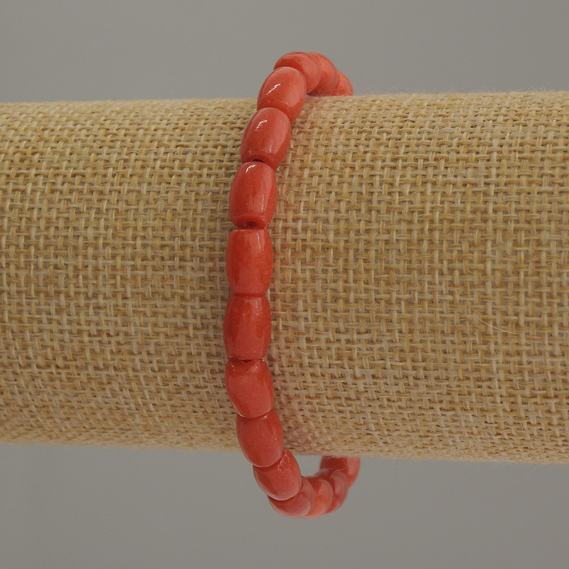 Brățară din coral artificial, mărgele baril, 18 cm
