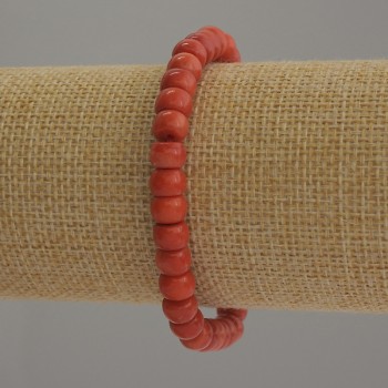 Brățară din coral artificial, rondel, diametrul 7x5 mm, lungime 18 cm, pe elastic