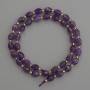 Mărgele din piatră naturală de ametist, granulate, diametrul 8×6 mm ±, cu mărgele de 3 mm ±, lungime 39 cm ±