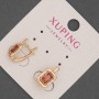 Cercei Xuping cu zirconii albe și pietre roșii, diametrul de 8,5 mm ±, lungimea de 15 mm ±, placare cu aur 18K