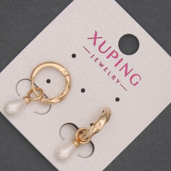 Cercei Xuping cu perle Mallorca, diametrul 5×7 mm +-, lungime 22 mm +-, placare cu aur 18K