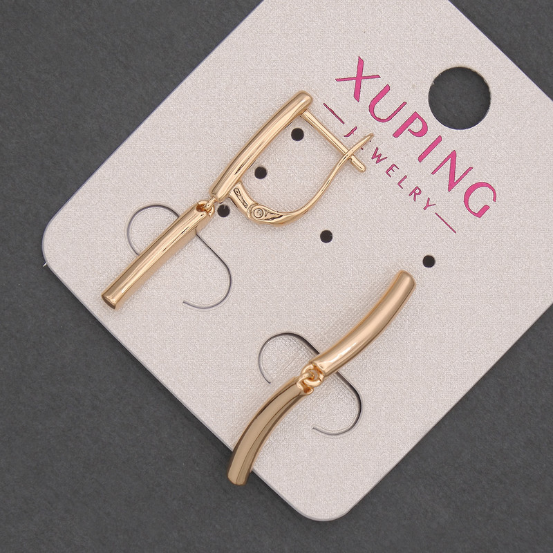 Cercei Xuping, diametrul 3 mm, lungimea aproximativă 27 mm, placare cu aur 18K