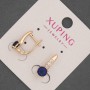 Cercei Xuping cu strasuri albe și cristal albastru, diametrul de 6 mm, lungimea 17 mm, placare cu aur 18K