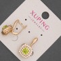 Cercei Xuping cu strasuri albe și cristal oliv, diametrul 12 mm ±, lungimea 20 mm ±, placare cu aur 18K